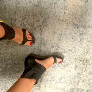 BCBGMaxAzria Wedge Sandals - Black - Size 9 1/2